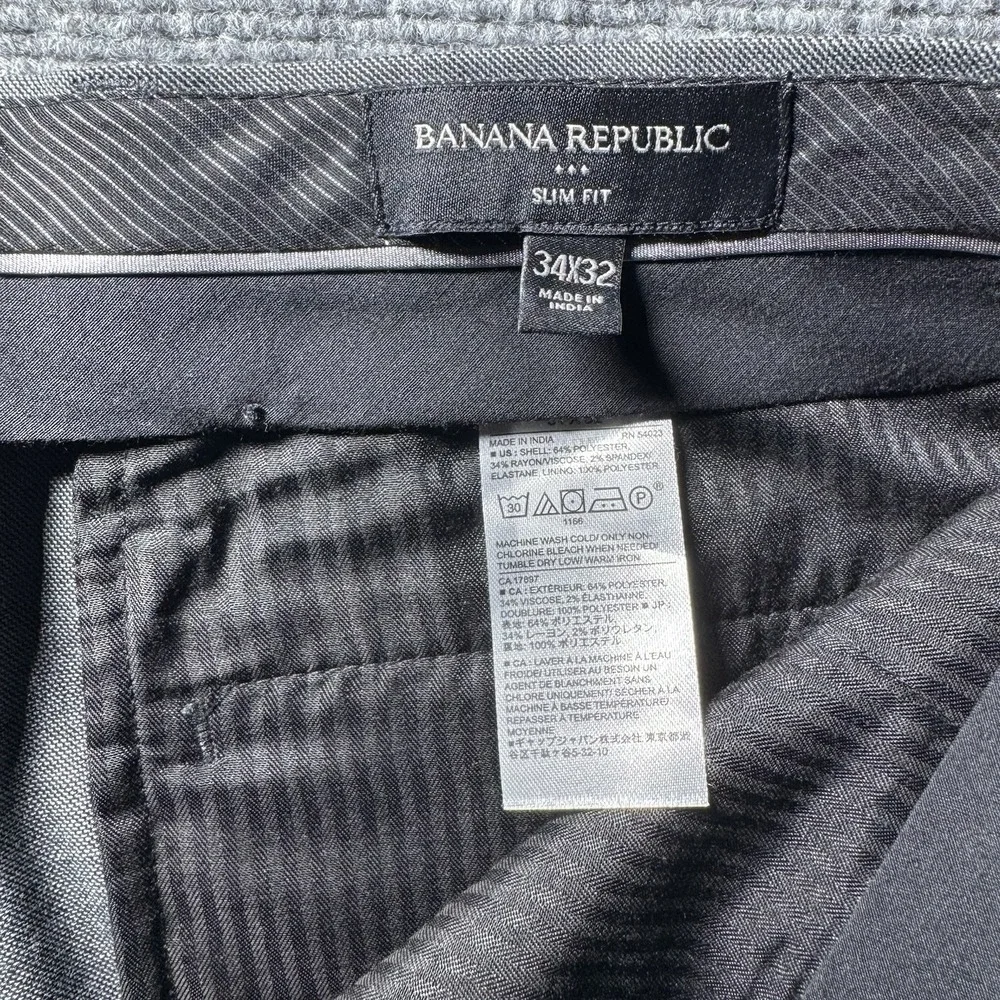 Banana Republic Pants Men 34x32 Gray Wrinkle-Free Slim Fit Chino Straight NWT